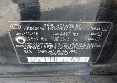 2017 Hyundai Sonata Sport from USA, damaged, VIN 5NPE34AF9HH460943
